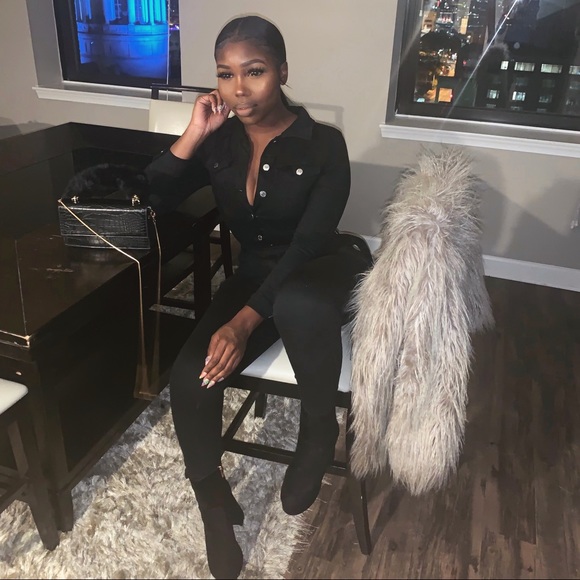 Black Jean Jumpsuit - Picture 1 of 3